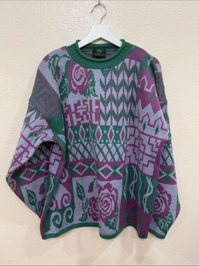 Emerald Isle Floral Print Mock Neck Sweater Size XL